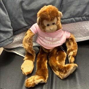 Brown Plush Monkey with Pink NYU Shirt